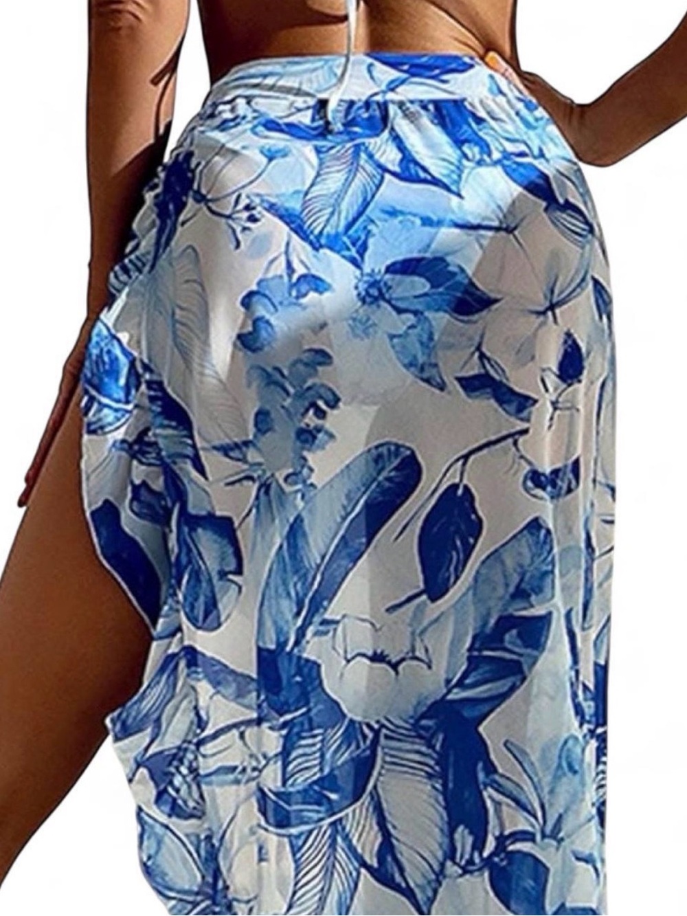 Women’s Blue Floral Sarong Cover-Up - Swim Beach Wrap